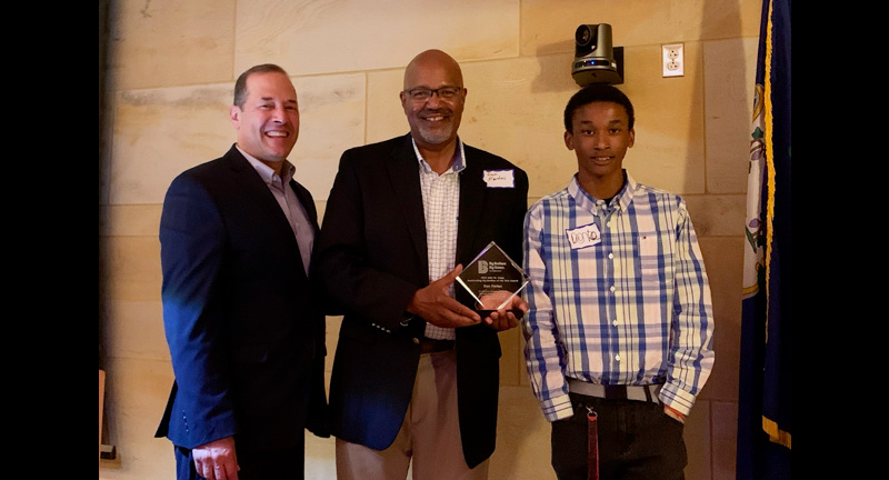 Andy Fleischmann, President & CEO of Big Brothers Big Sisters of Connecticut; Dan Fortes, John M. Clapp Outstanding Big Brother of the Year; and Donte, Dan’s Little Brother